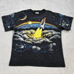 Vintage 90s NASA Space Exploration AOP T Shirt Size Large Art Unlimited